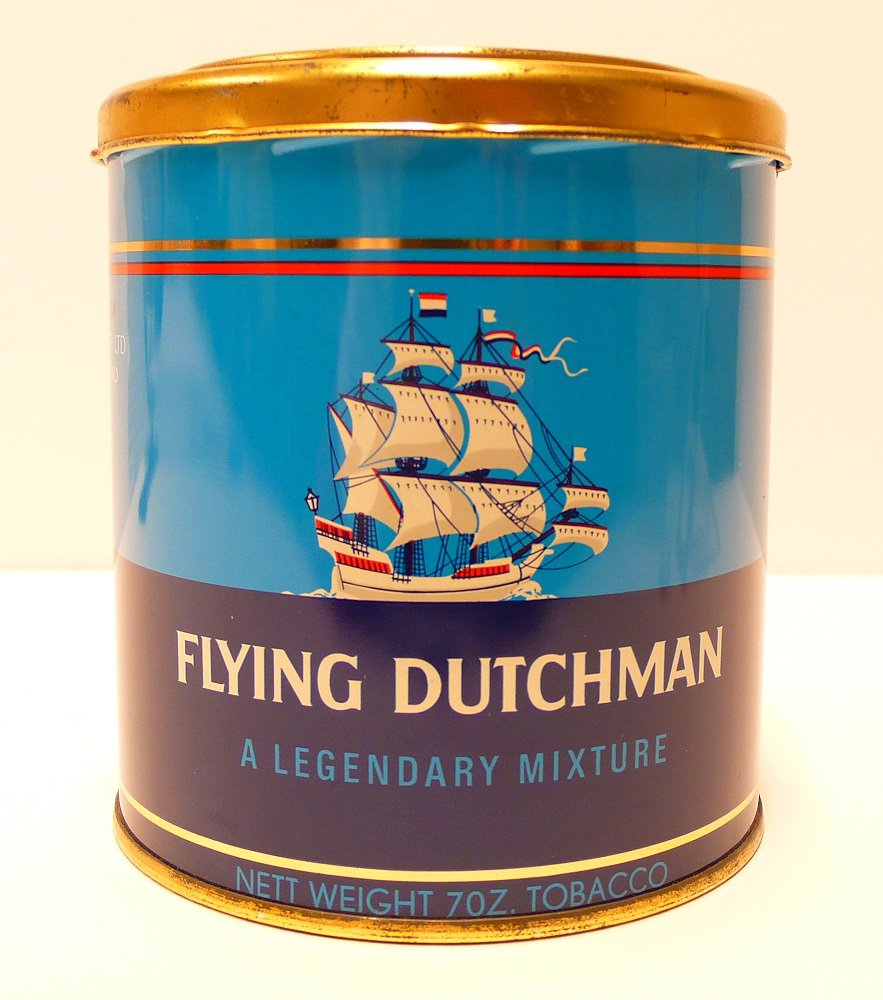 Tabaksblik van het merk Flying Dutchman, geproduceerd door Theodorus Niemeyer LTD te Groningen