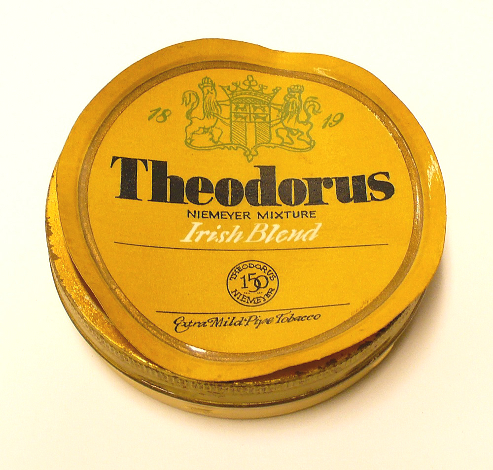 Tabaksblik van het merk Theodorus geproduceerd door Theodorus Niemeyer