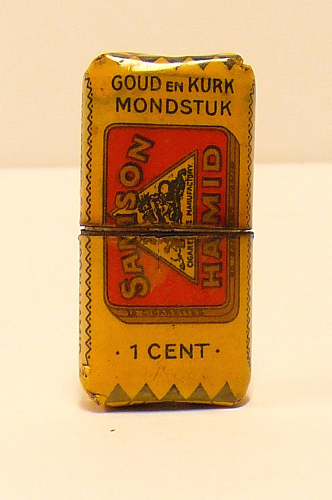 Goud en kurk mondstuk voor sigaret van het merk Samson-Hamid in originele verpakking