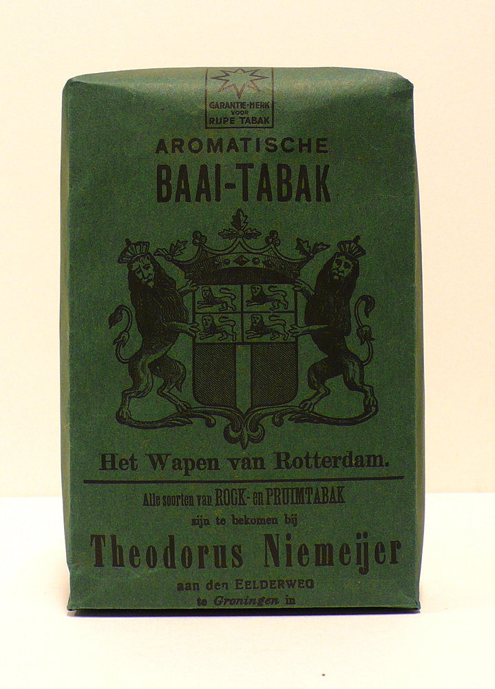 Pak aromatische baai-tabak, geproduceerd door Theodorus Niemeijer te Groningen