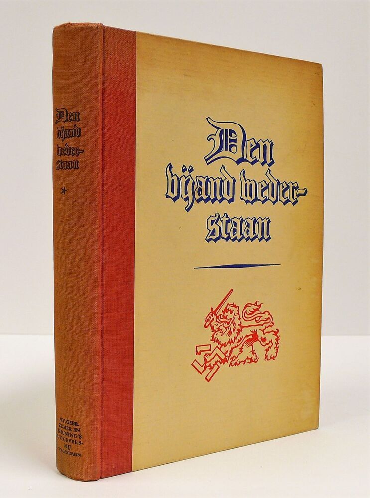 Boek getiteld "Den Vijand Wederstaan", geschreven door K. Norel, Anne de Vries, Frits de Zwerver e.a., uitgegeven in 1946