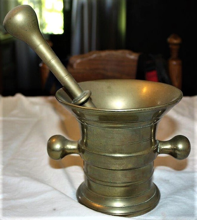 Koperen vijzel met stamper, 1850-1900