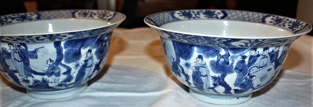 Klapmutskom uit de Qing-dynastie, keizer Kang Xi, met blauw decor