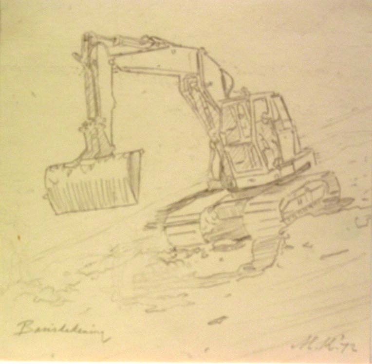 Eemshaven, potloodtekening, M. Klompien, 1972