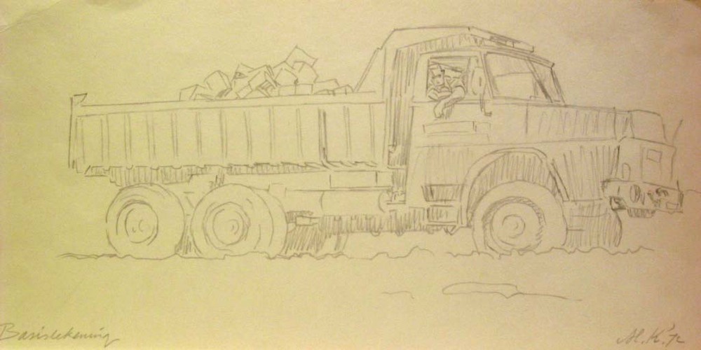 Eemswerken, potloodtekening, M. Klompien, 1972