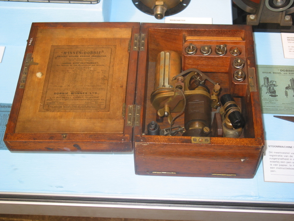 McInnes indicator, voor registratie van cylinderdruk en zuigersnelheid