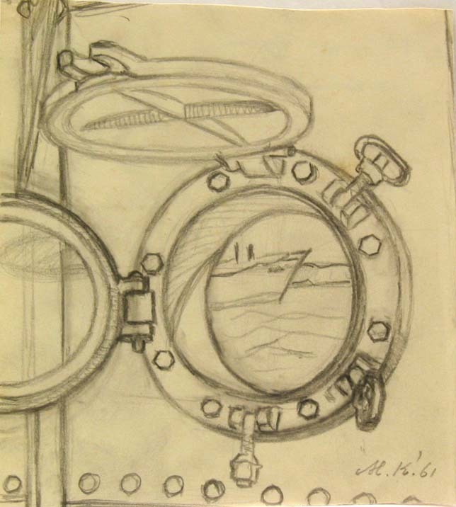 Patrijspoort Lydia, potloodtekening, M. Klompien, 1961