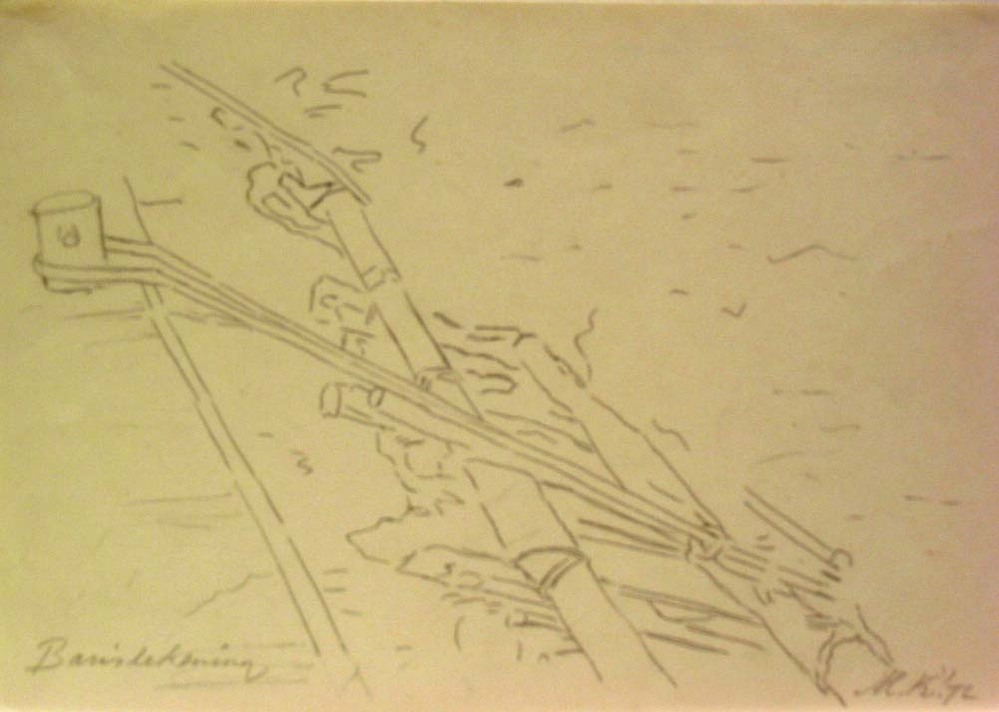 Zinkstukken, Eemshaven, potloodtekening, M. Klompien, 1972