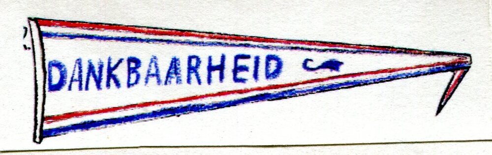 Wimpel van de kof "Dankbaarheid", vervaardigd door Trijntje Holman, echtgenote van de gezagvoerder