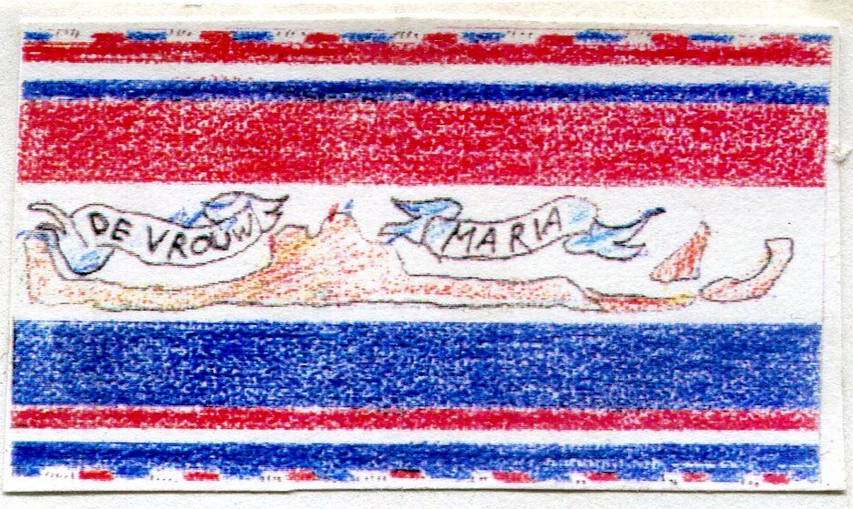 Vlag van "De vrouw Maria", vervaardigd door F.H. Pijnappels, circa 1840