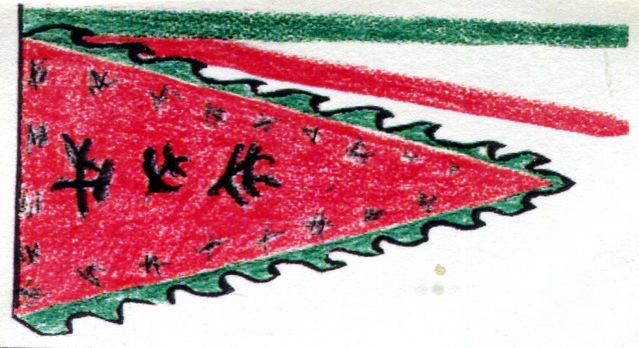 Chinese 'Joss' vlag, geschonken door de Chinese Handelsvereniging aan kapitein Hoetjer van het m.s. 'Tjiwangi' aks waardereing voor bewezen diensten