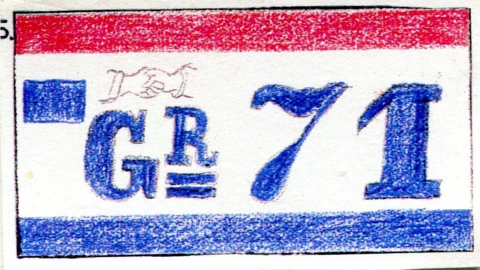 Vlag 'Gr. 71' van het Groninger Zeemanscompact 'De Onderlinge Vriendschap', circa 1920