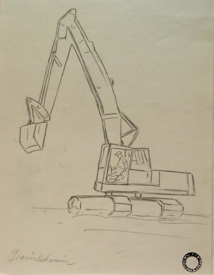 Eemshaven, potloodtekening, M. Klompien, 1972