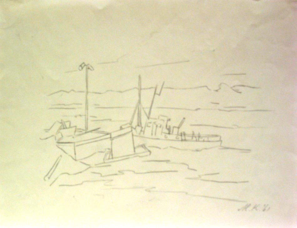Husum Zweden, potloodtekening, M. Klompien, 1961