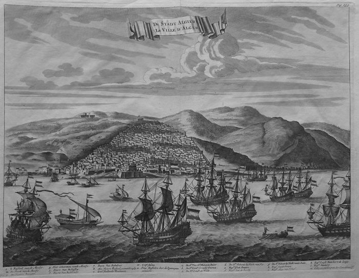 De stadt Algiers, gravure door Bastiaan Stoopendael, ca. 1600-1700