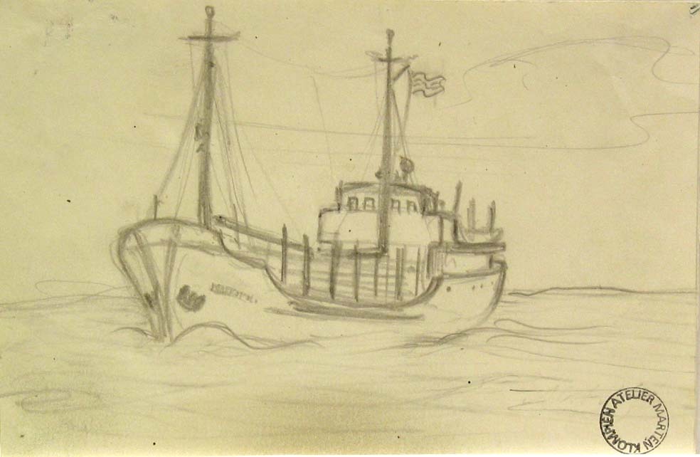 Marco Polo, potloodtekening, M. Klompien, 1961