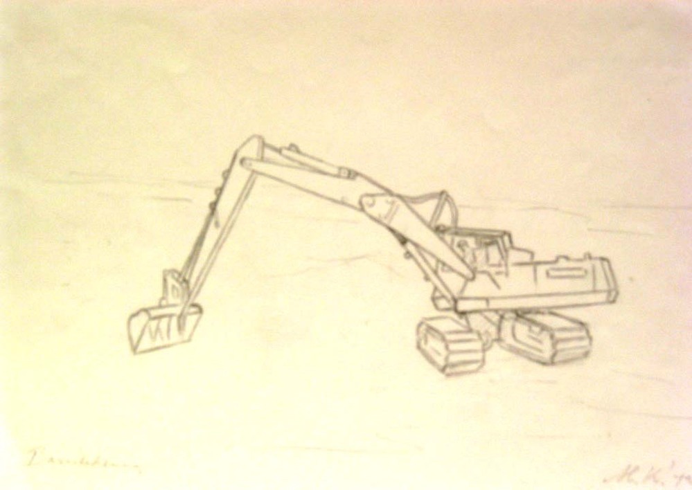 Eemswerken, potloodtekening, M. Klompien, 1972