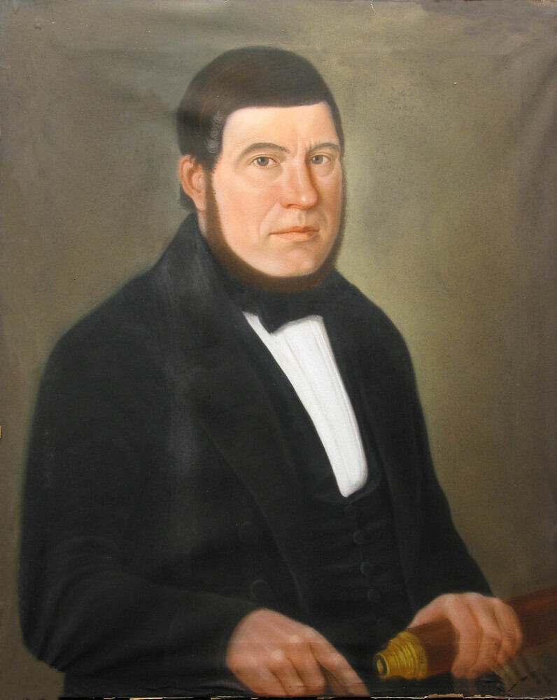 Portret van kapitein Derk Harms Botje, pasteltekening door Derk Jacobs Postma, ca. 1862