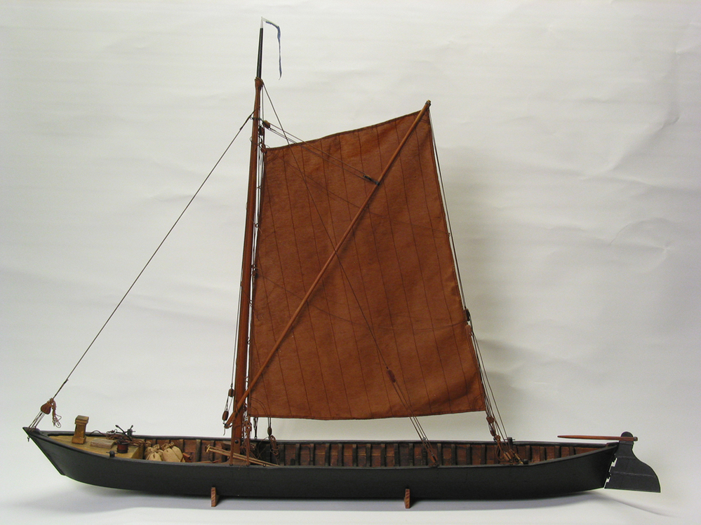 Model van een heveltaske naar een bestek uit 1714, gemaakt door H. Maarsingh in 1999.