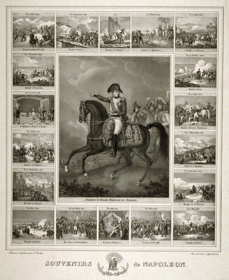'Souvenirs de Napoleon', litho, door E. Zinck, naar een ontwerp van L. Kramp, 1800-1900