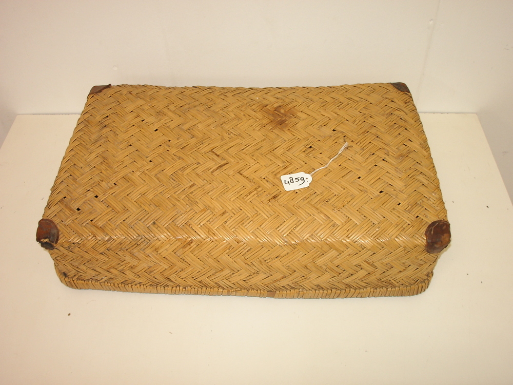 koffer, rieten reiskoffer, reiskoffer