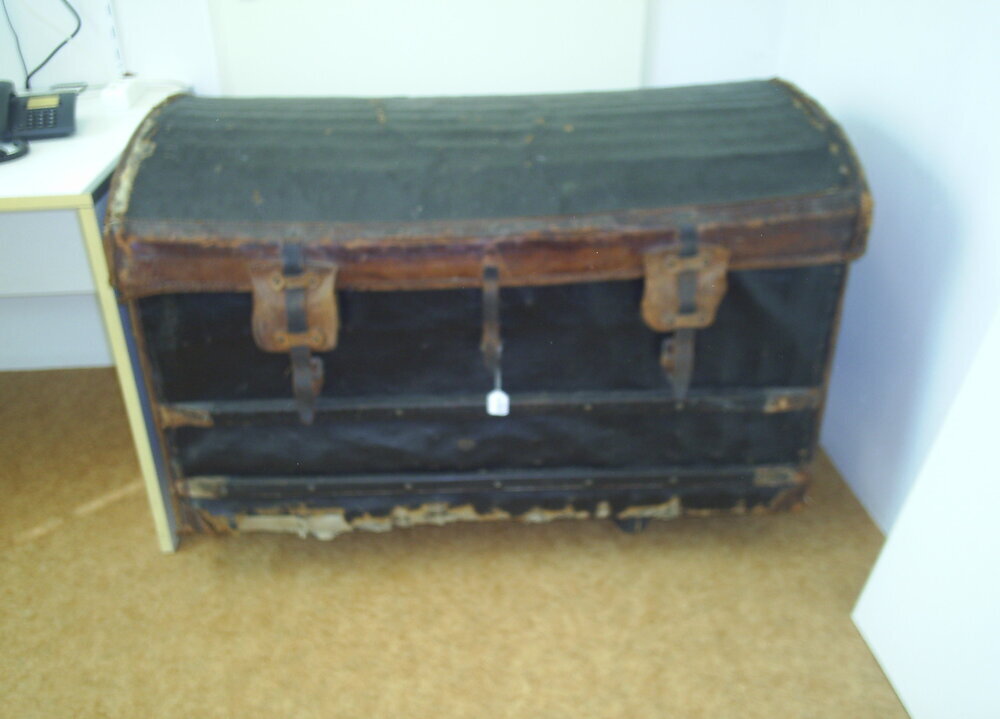 koffer, rieten reiskoffer, reiskoffer