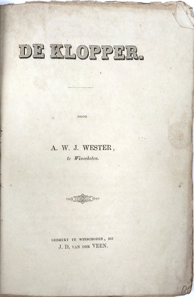 De klopper. Wester, A.W.J.