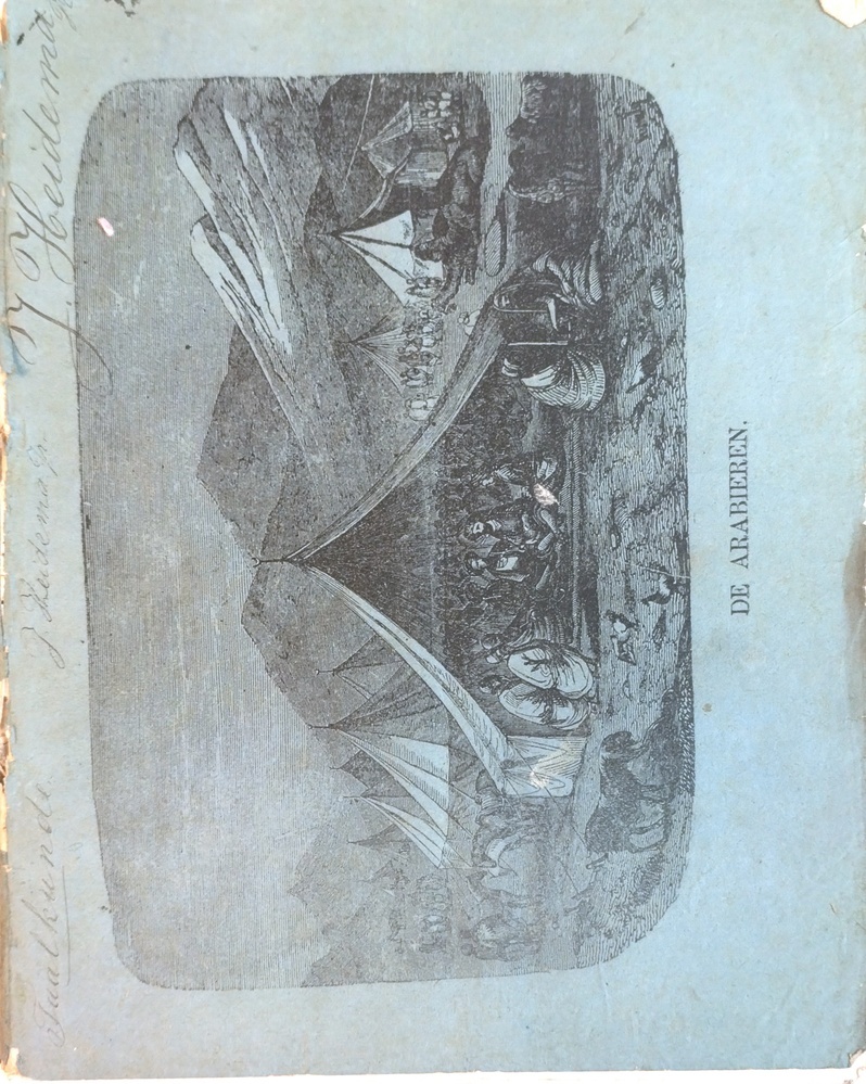 Schrift taalkunde van J. Heidema met opschrift De Arabieren en afbeelding