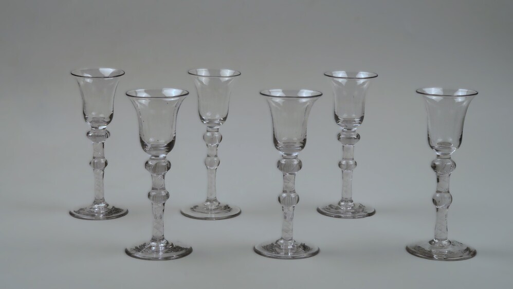 6 handgeblazen borrelglazen