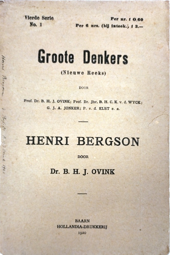 Groote denkers. Henri Bergsson. Ovink, B.H.J.