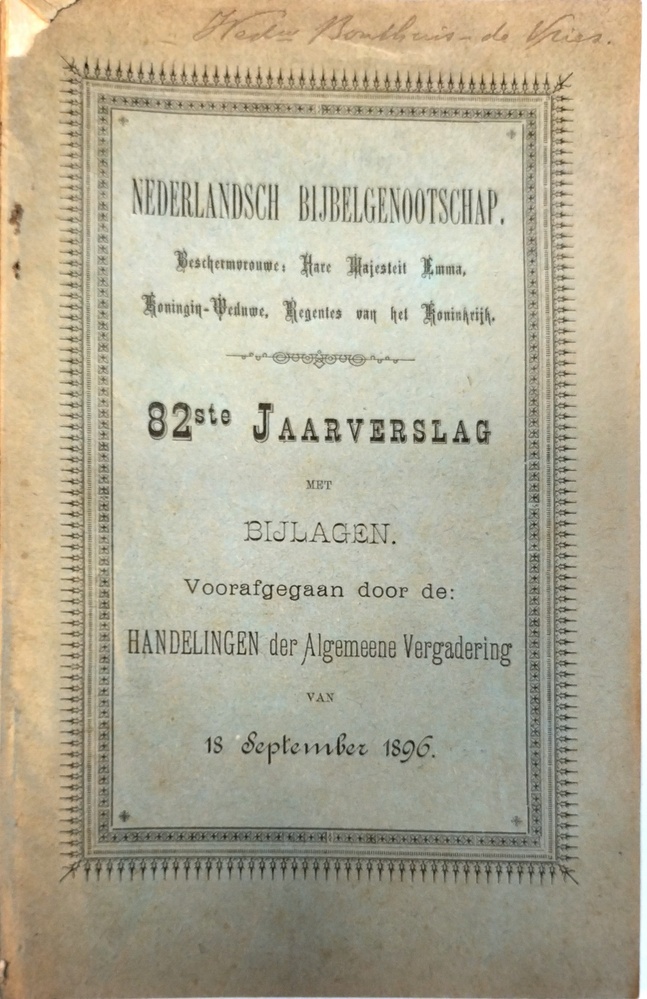 Nederlandsch bijbelgenootschap. 82ste jaarverslag.Bijbel