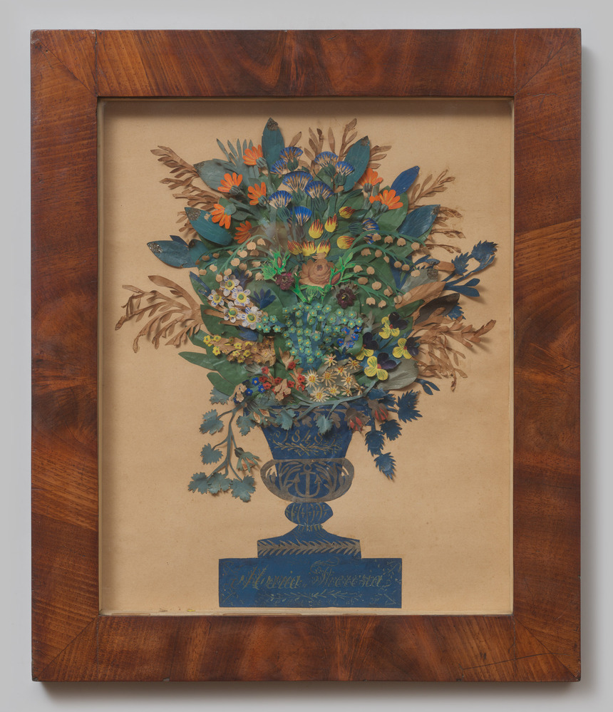 Knipwerk gemaakt door Afina Riekels te Warffum van een bloemboeket uit 1848.