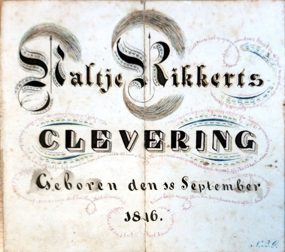Getekende kaart voor de geboorte van Aaltje Rikkerts Clevering, 18 september 1816
