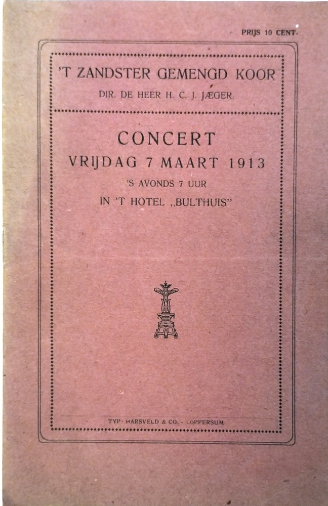 't Zandtster gemengd koor. Concert(programma)hars vrijdag 7 maart 1913