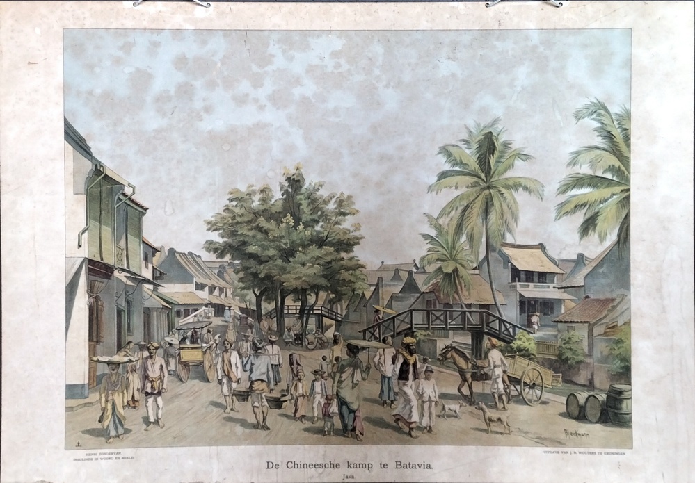 Schoolplaat "De Chineesche Kamp te Batavia"