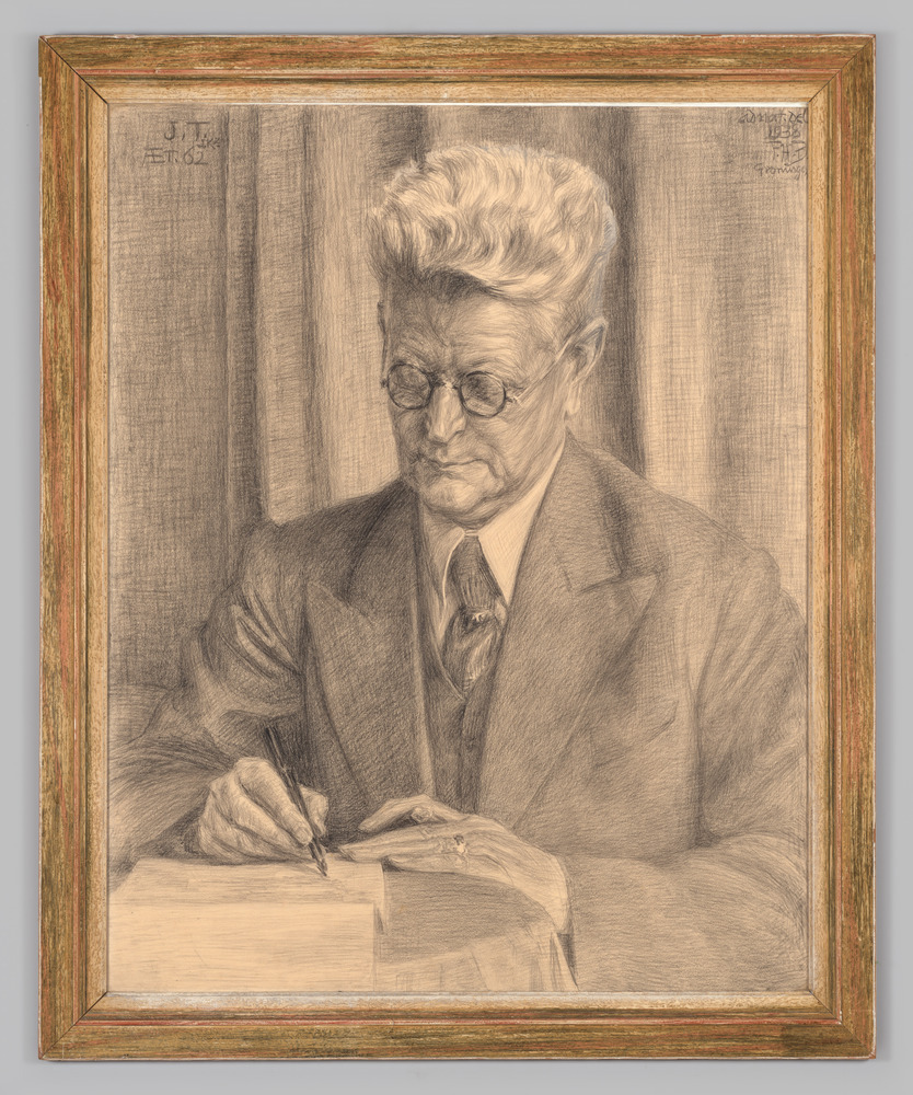 Portret van een schrijvende man