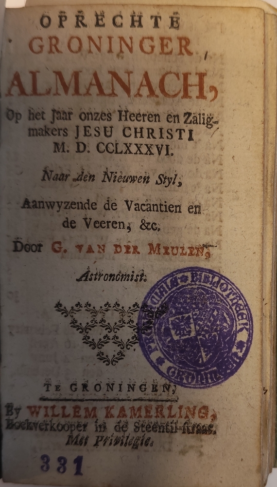 Groninger Almanak uit 1786
