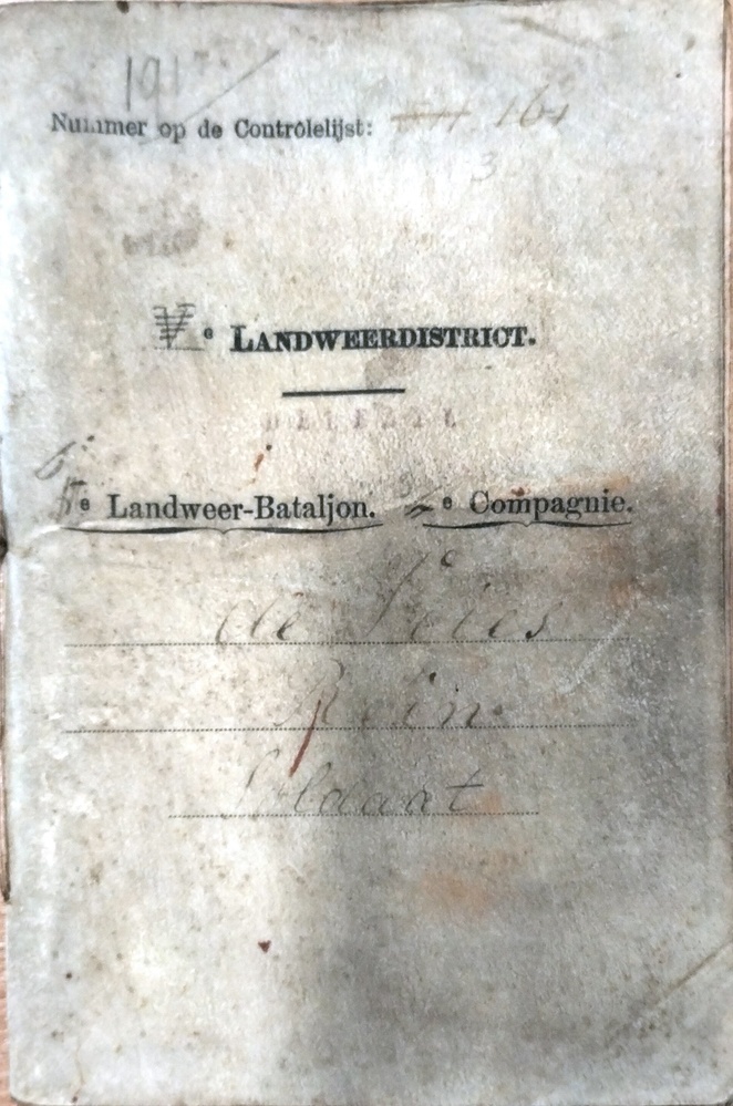 Landweerdistricht Delfzijl II(of III)e Landweer-Bataljon 3e Compagnie. De Vries, Rein, Soldaat. 1910