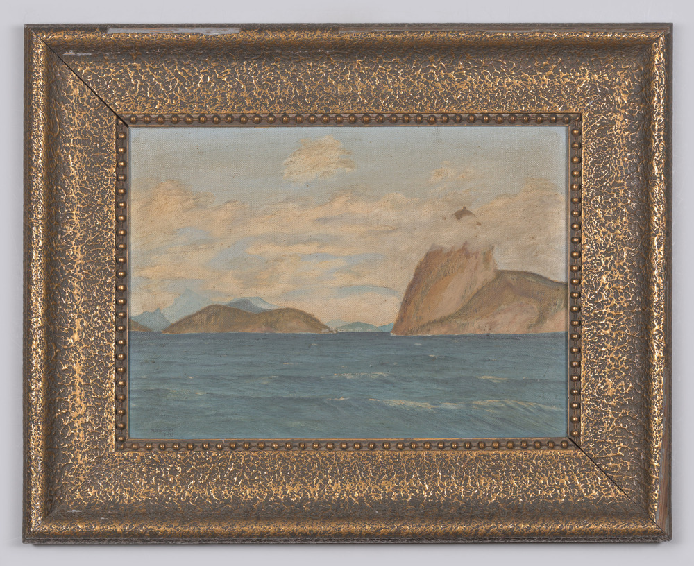 Olieverfschilderij "Suikerbroodberg", ingelijst, geen glas