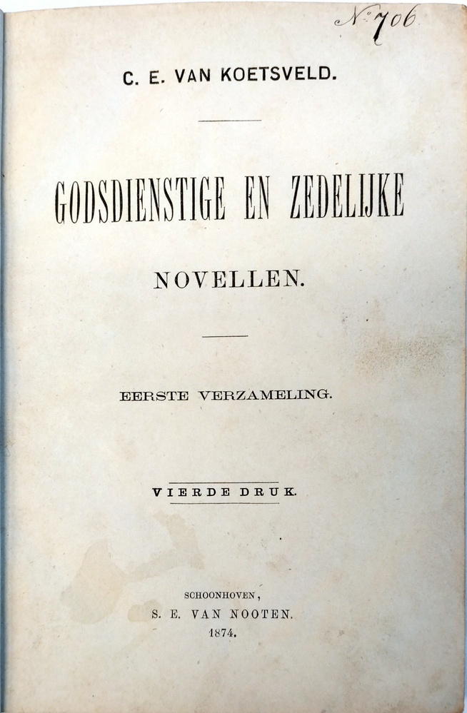 Godsdienstige en zedelijke novellen. Eerste verzameling. Koetsveld v., C.E.