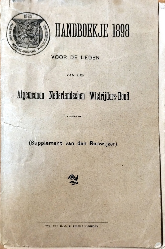 Handboekje 1898 voor de leden van den Algemeenen Nederlandschen Wielrijders-Bond