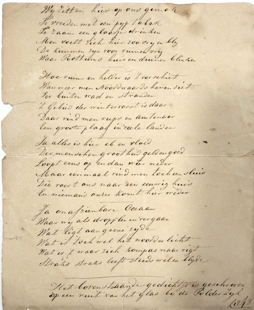 Handgeschreven gedicht uit 1843