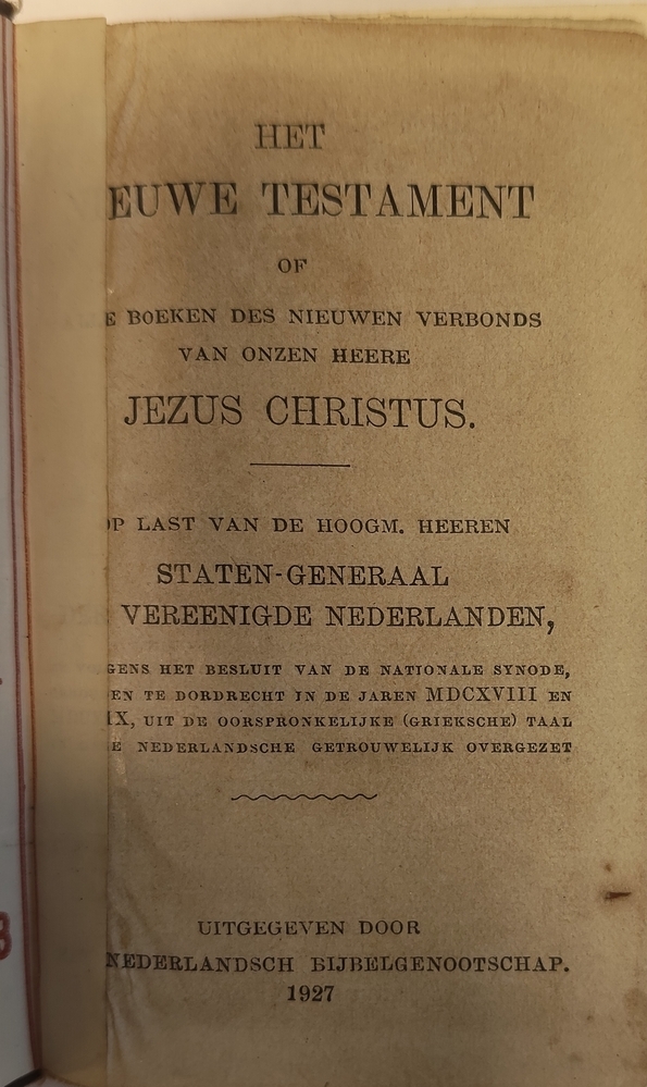 Nieuw testament, zak bijbel bond. 1927
