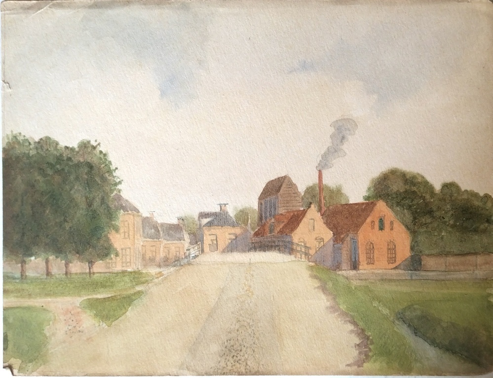 Aquarel voorstellende straatje