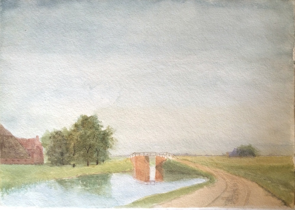 Aquarel voorstellende bruggetje