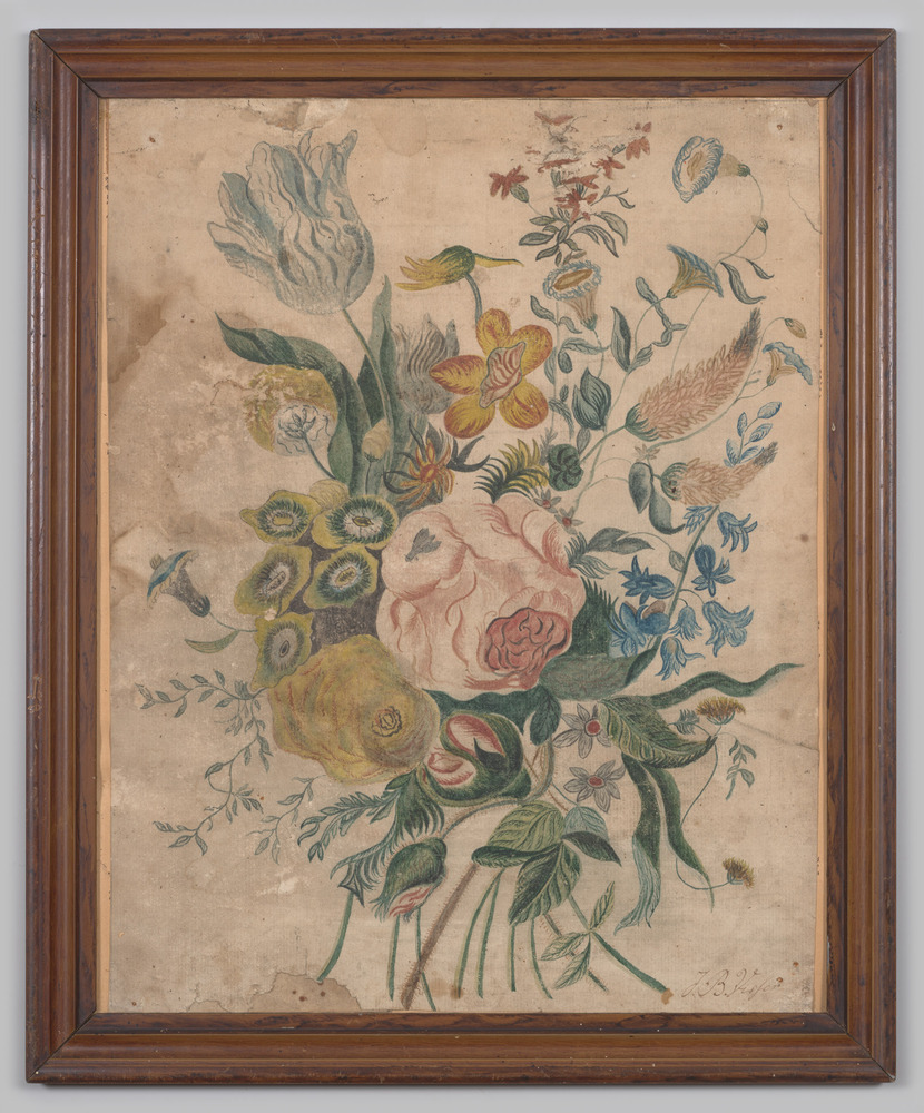 Aquarel, in lijst, voorstellende bloemen