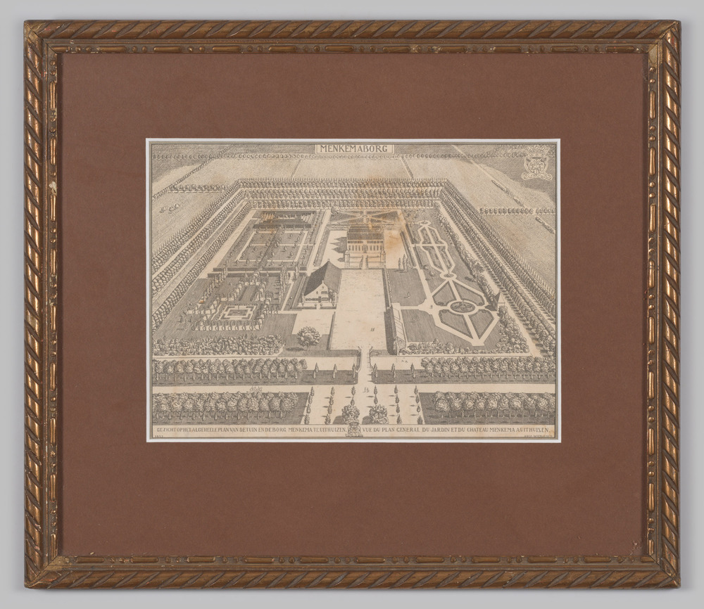 Ets, voorstellende de Menkemaborg schuin van boven