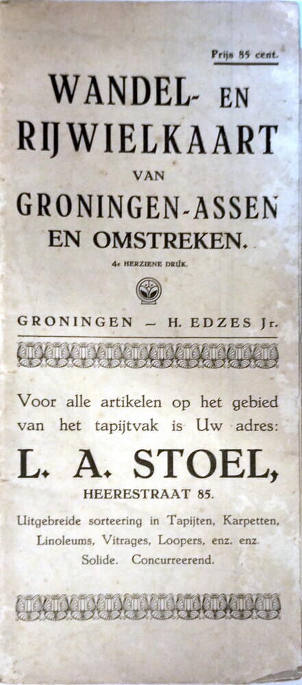 Wandel- en rijwielkaart van Groningen-Assen en omstreken.