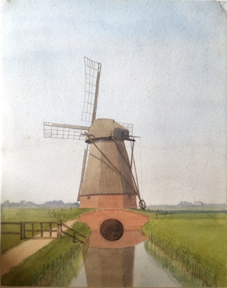 Aquearel voorstellende molen