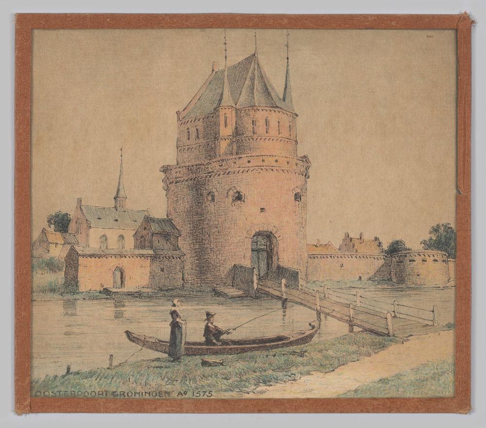Tekening van de oosterpoort in Groningen anno 1575